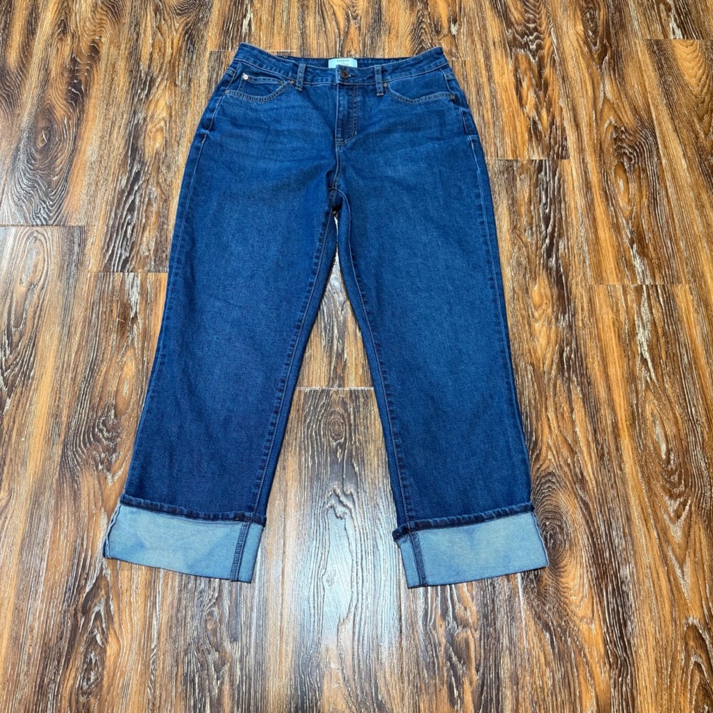 Edited x Hunter McGrady 6 Straight Leg Jeans Womens Dark Wash Cuffed Denim